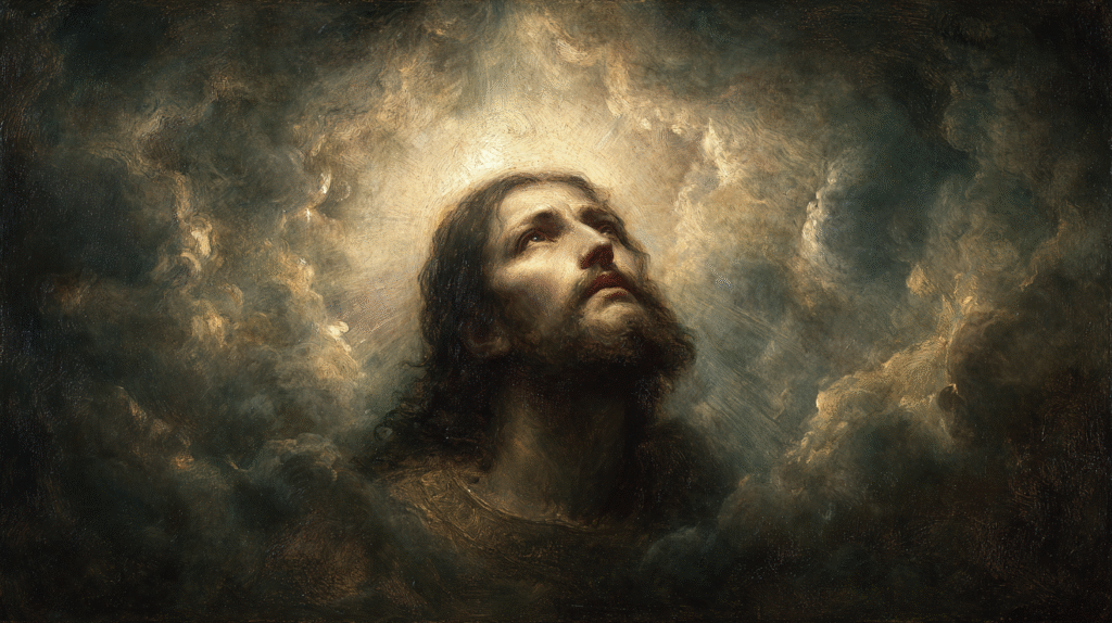 A Baroque style painting of Jesus Christ illuminated by divin b9da65c2 5e73 4673 b9d0 1daf7c976179 0