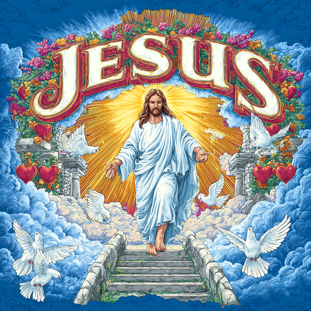A beautiful vibrant and detailed illustration of Jesus Christ d03e84bb 1ff7 4b56 b268 04c33406b7a5 3
