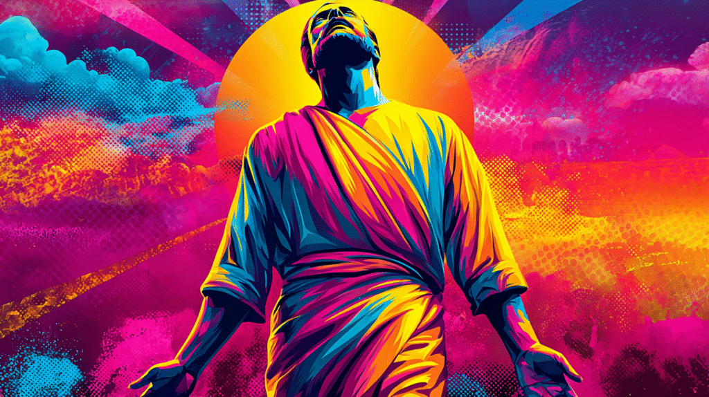 A bold modern art portrait of masculine Jesus Christ in silho f8745dab f970 4eba 880a 563f52c2e005 3