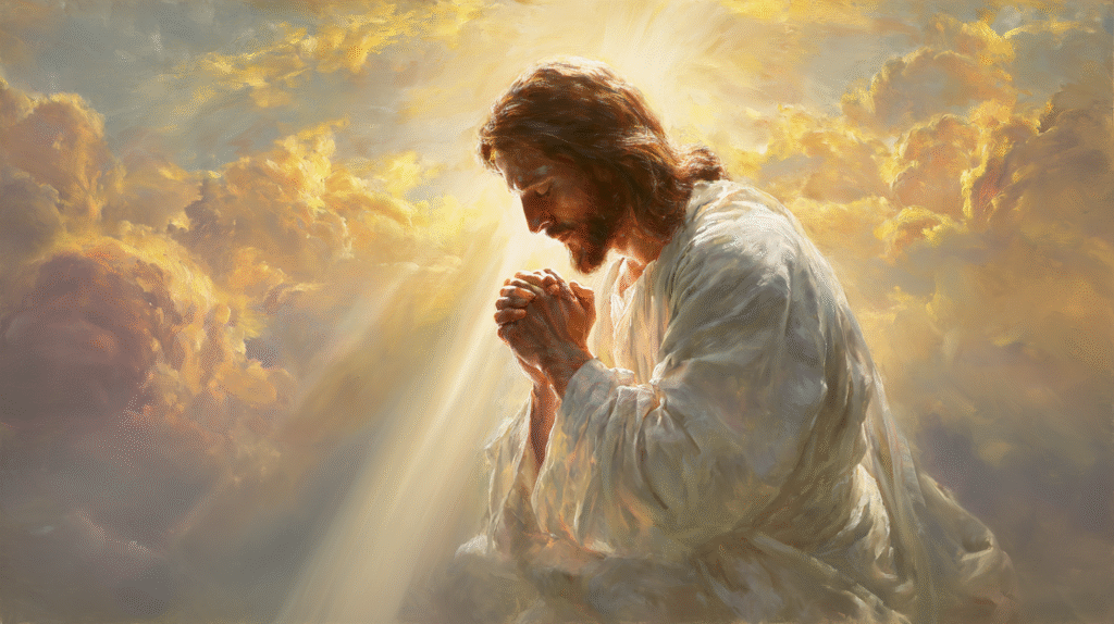 A divine and serene image of Jesus Christ praying with hands 9e11eed2 42fe 4466 a126 761f7ce45e30 2
