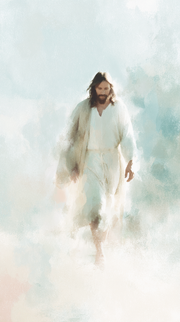A full body illustration of Jesus walking wearing white robes 12667d7b 7eee 4cd6 b5cc bf8c90d7b4e3 1