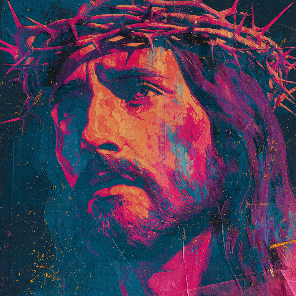 A gouache texture style of a depiction of Jesus he is a warm a1181059 d399 4da3 89d2 6085445a57f2 0