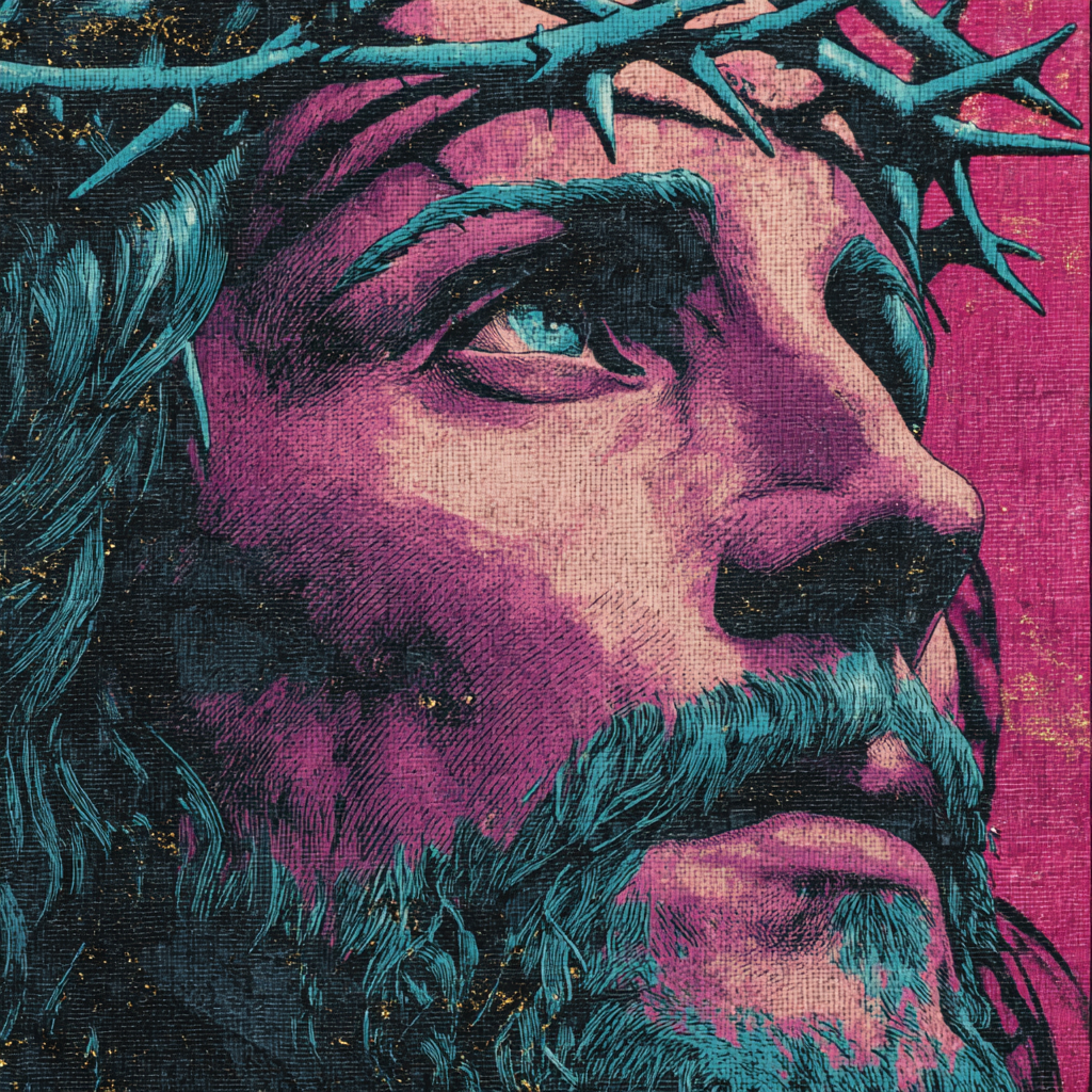 A gouache texture style of a depiction of Jesus he is a warm a1181059 d399 4da3 89d2 6085445a57f2 1