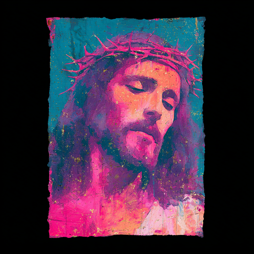 A gouache texture style of a depiction of Jesus he is a warm a1181059 d399 4da3 89d2 6085445a57f2 3