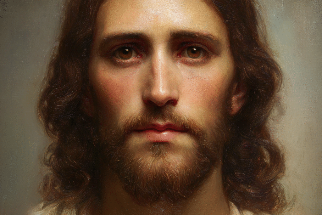 A highly realistic close up portrait of Jesus Christ with lig 9a23f230 4b25 446c a65d b03f90be34f3 0
