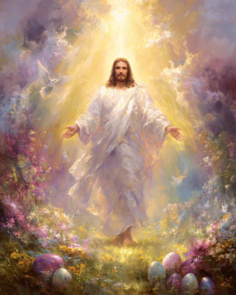 A majestic and divine depiction of Jesus Christ standing with 4a8dc42a 33f3 4ef5 b480 551d3207ee71 1