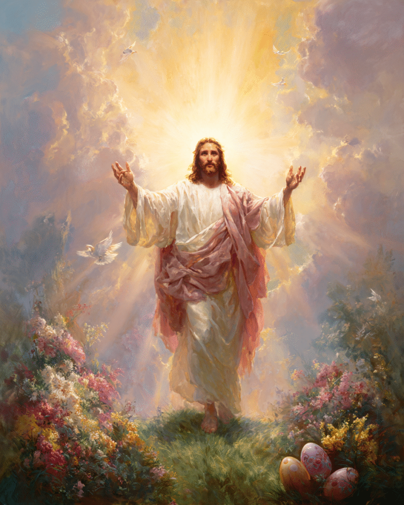 A majestic and divine depiction of Jesus Christ standing with 4a8dc42a 33f3 4ef5 b480 551d3207ee71 3