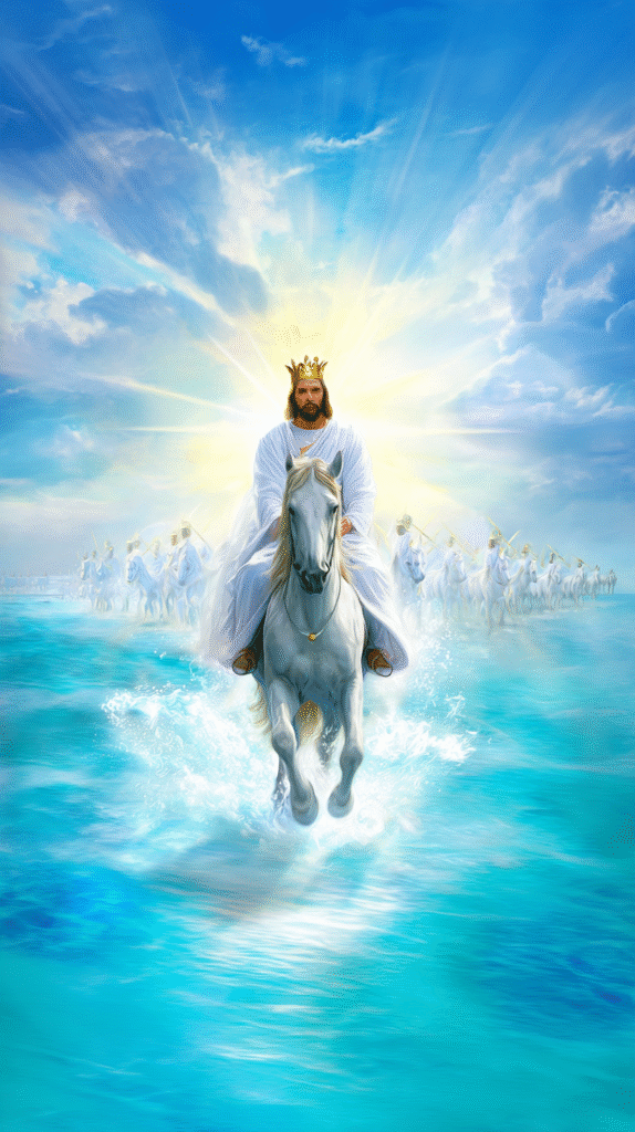 A majestic scene with Lord Jesus riding a white horse positio b6eefa94 940e 4f89 8812 8a9bf1b1e8c1 0