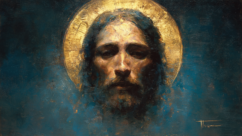 A modern yet sacred portrait of Jesus Christ glowing halo of a7eccb42 0fcc 4779 889f 0f0b5977d5c4 0