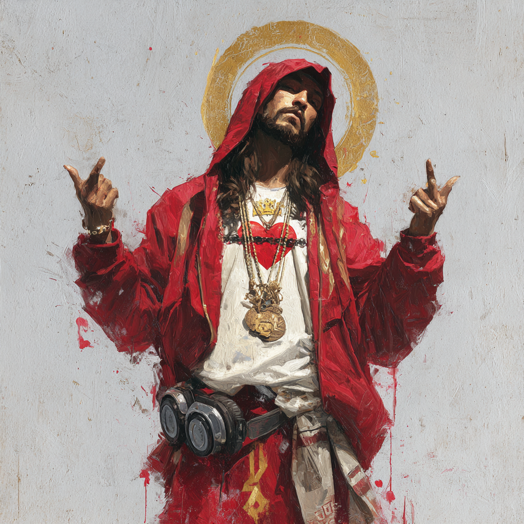 A religiograph of Jesus Christ with an urban style paying hom 20e5607b a7e8 4102 a8bc 48128febc9bd 0