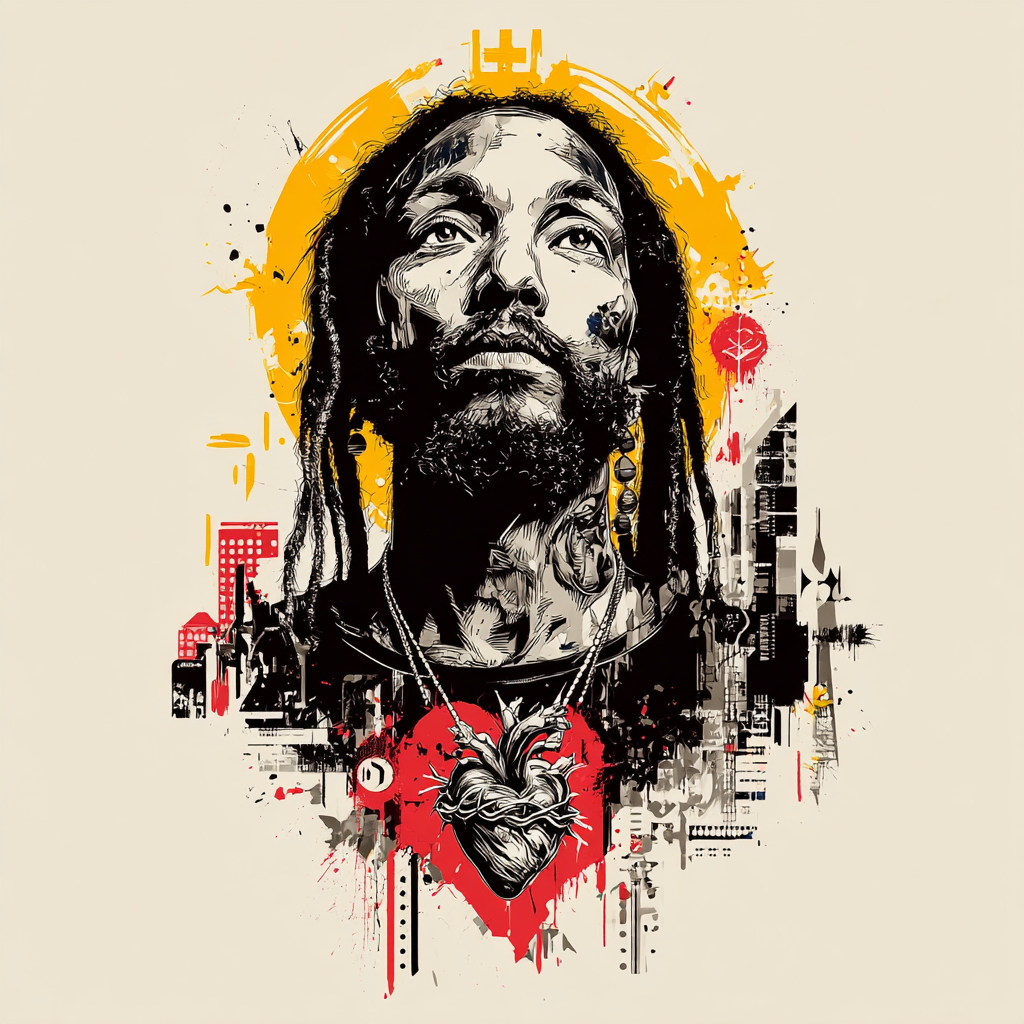 A religiograph of Jesus Christ with an urban style paying hom 20e5607b a7e8 4102 a8bc 48128febc9bd 3