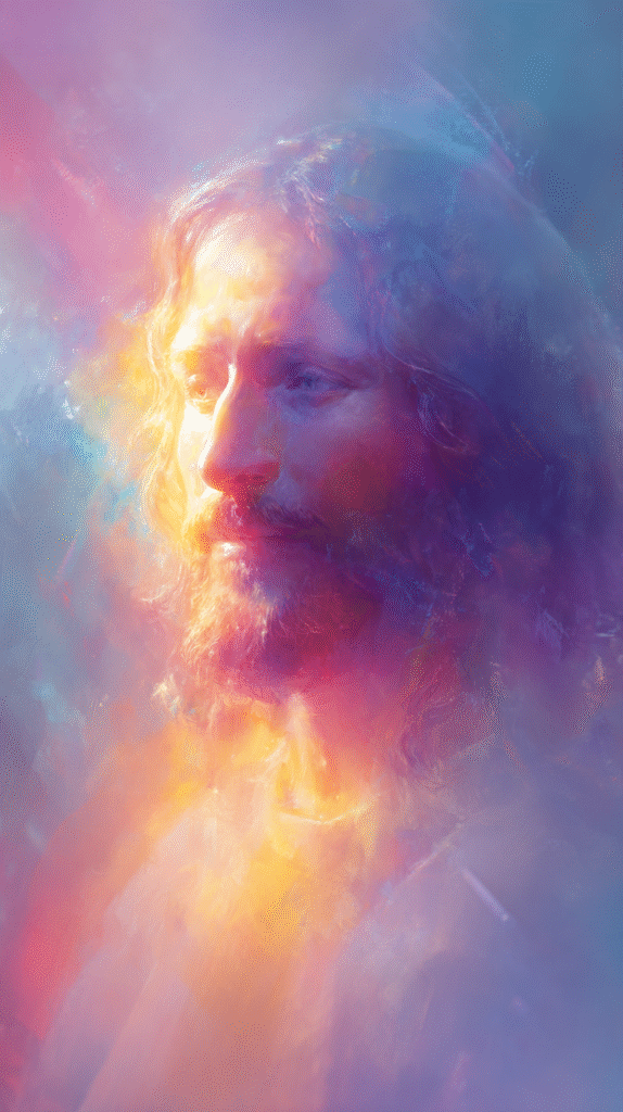 A serene and reverent portrait of Jesus Christ His face illum a4cc4c5a 6db1 4788 a053 6a607bdd36e0 2