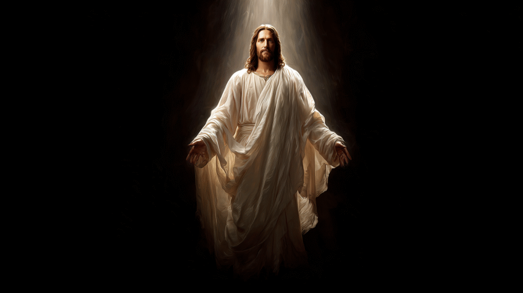 A serene image of Jesus standing and looking directly at the 01a20576 1b01 4e2d 874d 2b3b4d118f88 1
