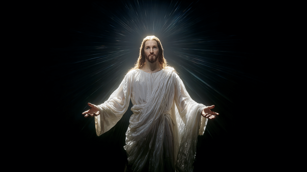 A serene image of Jesus standing and looking directly at the 01a20576 1b01 4e2d 874d 2b3b4d118f88 2