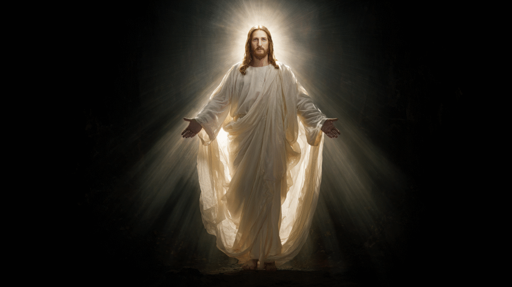 A serene image of Jesus standing and looking directly at the 01a20576 1b01 4e2d 874d 2b3b4d118f88 3