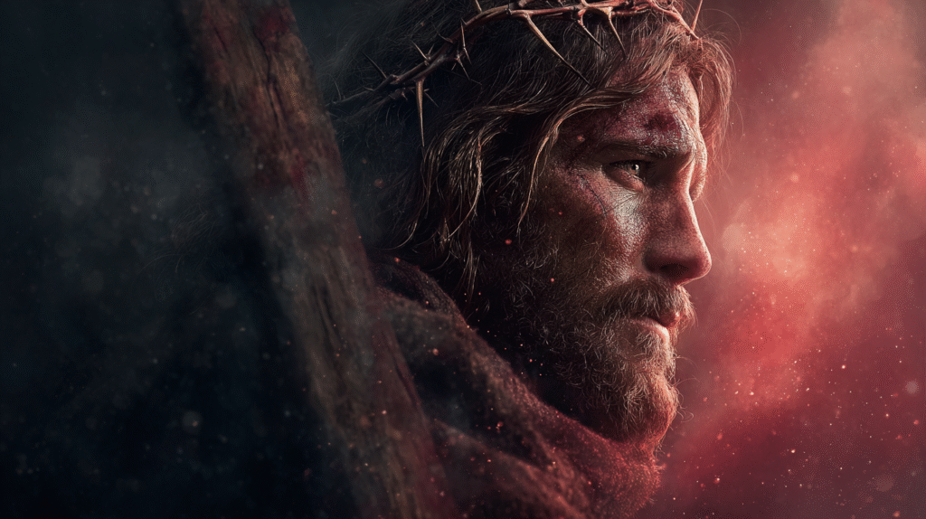 A spiritual photo realistic of Jesus Christ with long flowing 44d86777 44be 4a81 9196 226f4360401d 2