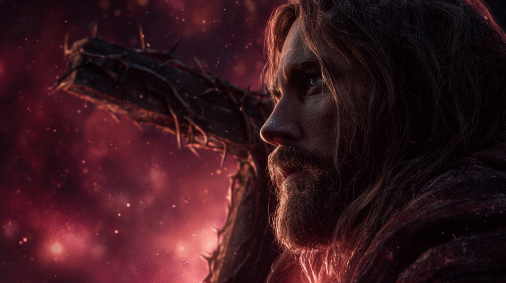 A spiritual photo realistic of Jesus Christ with long flowing b11f2200 8ec7 40e3 be51 a82fa3c7b70a 2