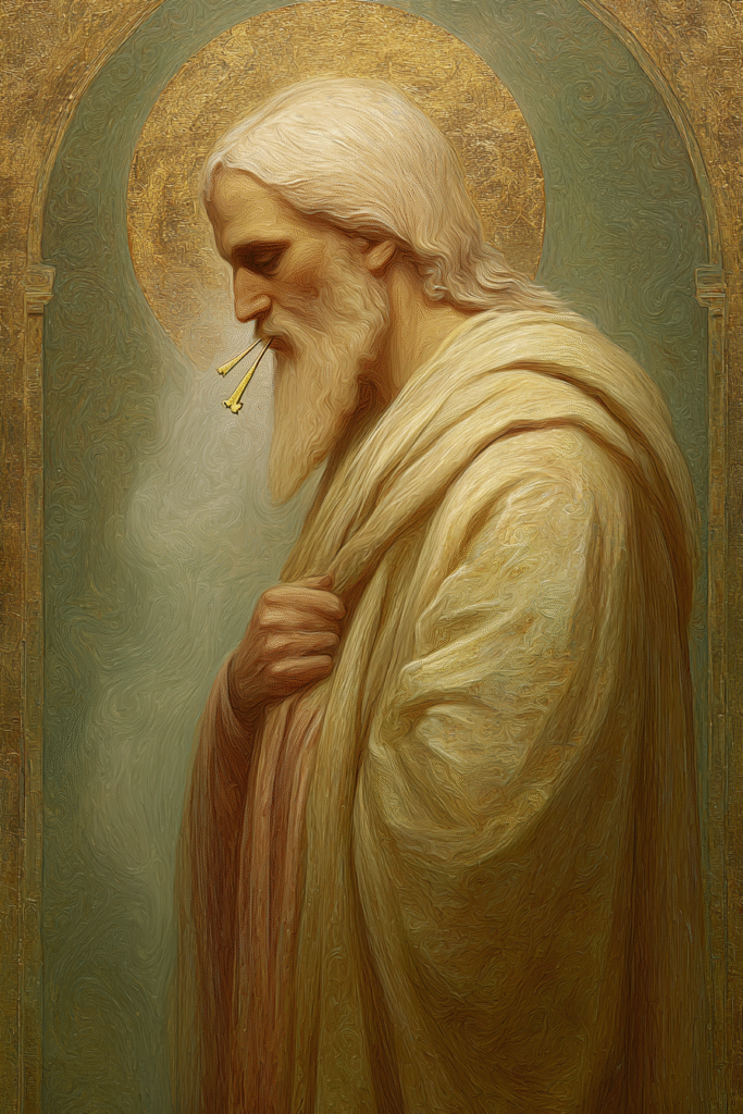 A stylized sacred portrait of Jesus Christ in the fullness of 7530fd27 a291 4093 8bc5 462fd7ed3055 0