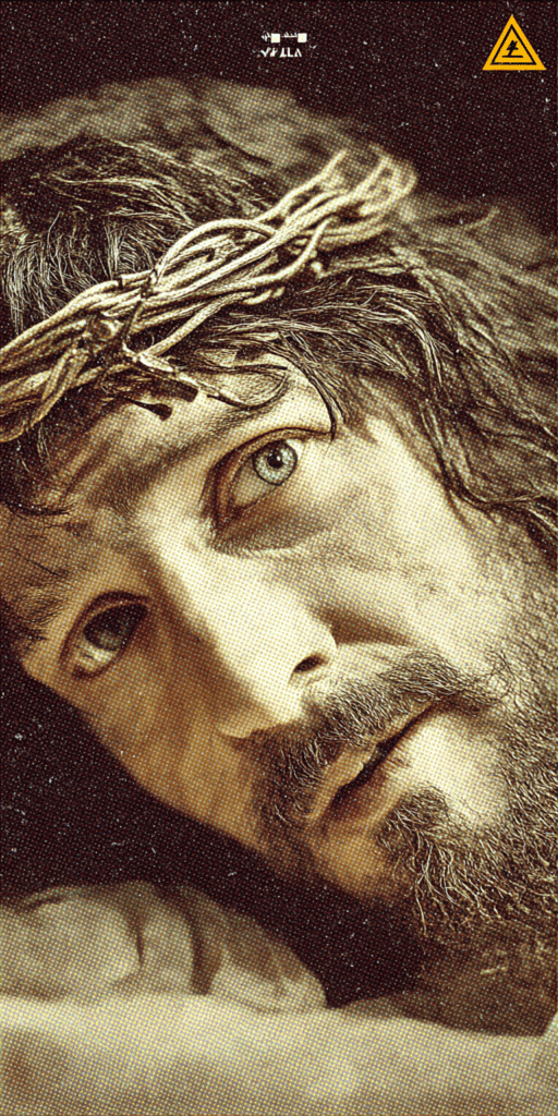 A vintage movie poster of Jesus Christ with a golden cross on fe4bb431 7e1e 4597 9e70 f8891ea0c3b6 2