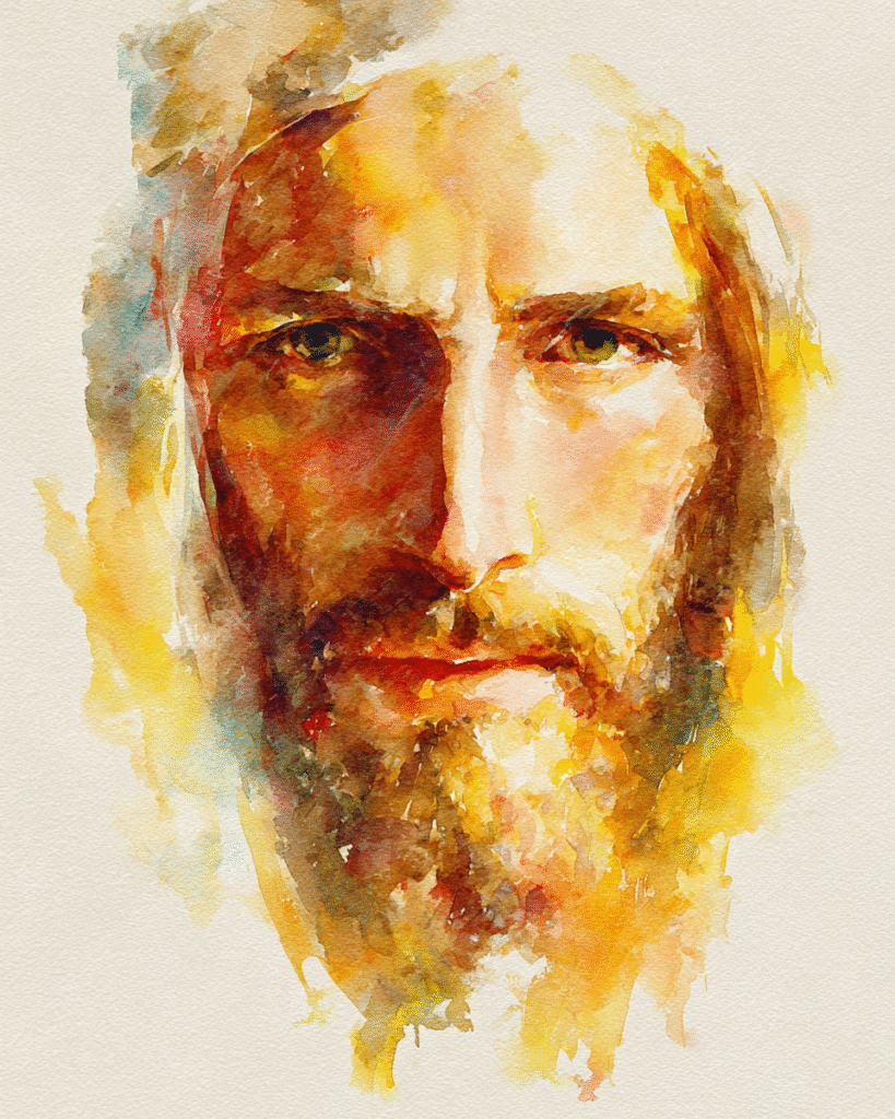 A watercolor painting of Jesus with bright colors and fine de 7a891ef2 34ea 4ee4 9138 d403faa5c2c8 0