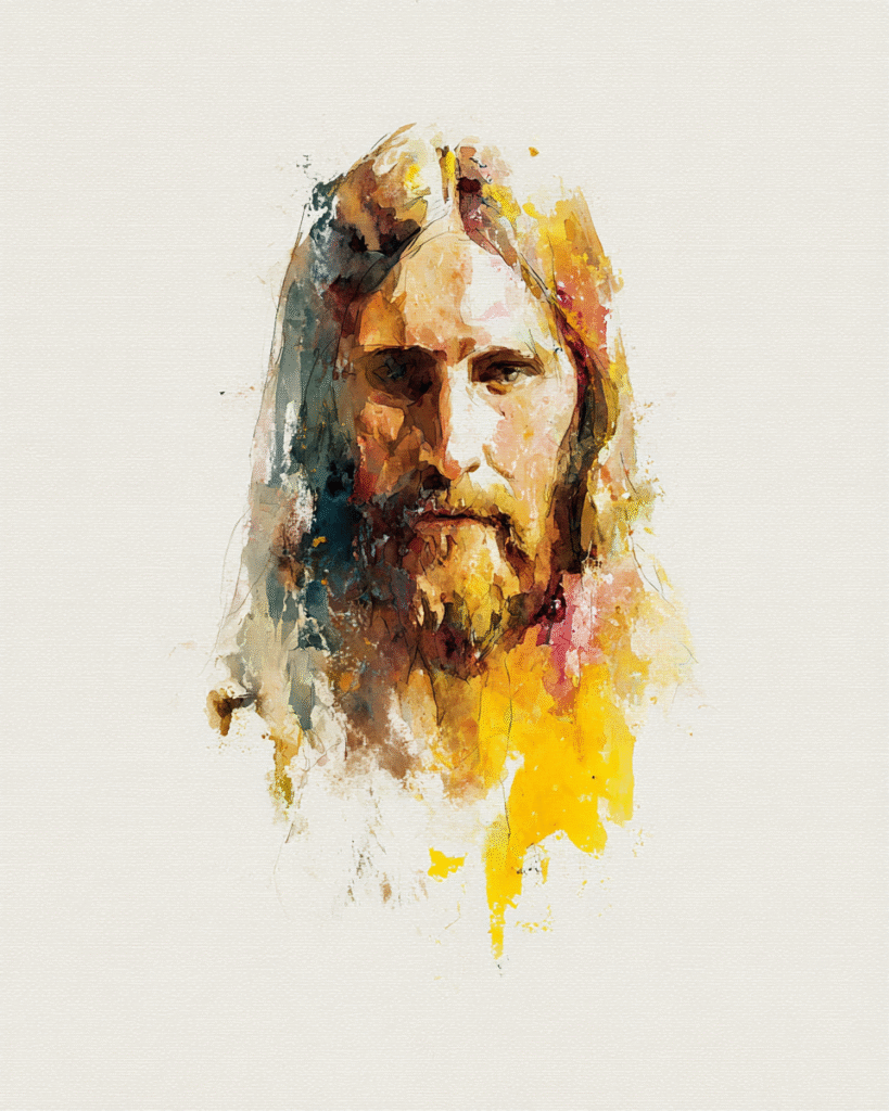 A watercolor painting of Jesus with bright colors and fine de 7a891ef2 34ea 4ee4 9138 d403faa5c2c8 2