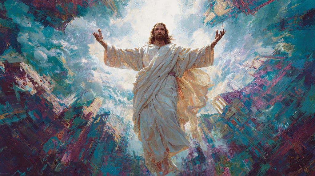 Full body depiction of Jesus Christ standing with arms outstr 56d841c6 3e2e 4c68 acda e0d5e984904d 0