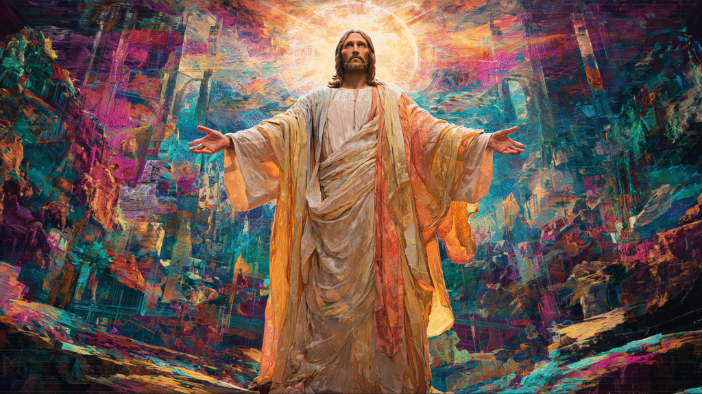 Full body depiction of Jesus Christ standing with arms outstr 56d841c6 3e2e 4c68 acda e0d5e984904d 1