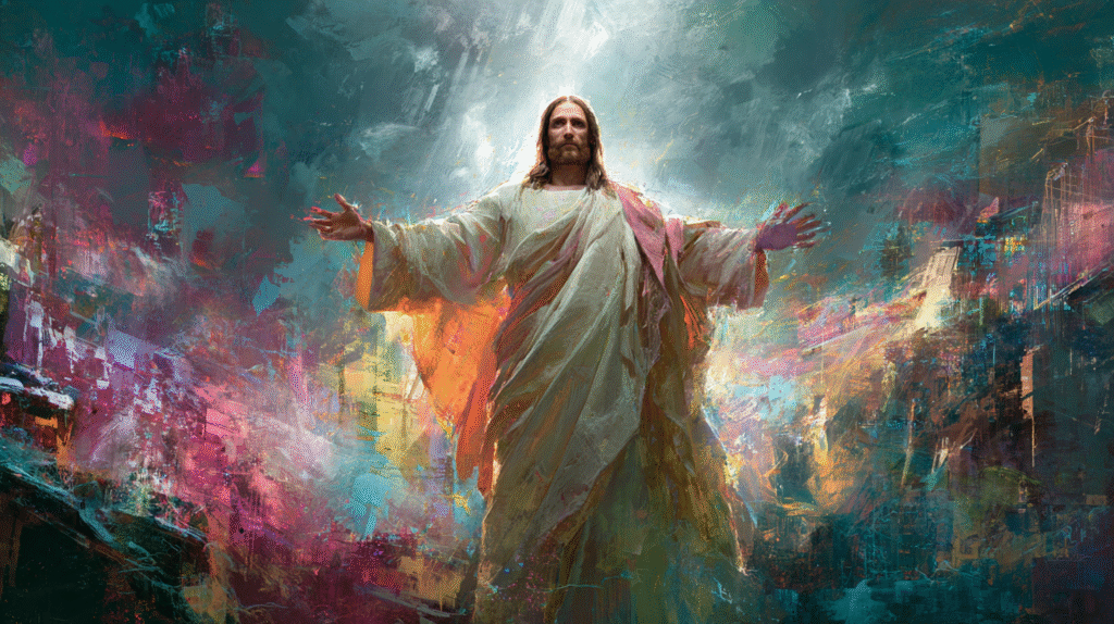 Full body depiction of Jesus Christ standing with arms outstr 56d841c6 3e2e 4c68 acda e0d5e984904d 3