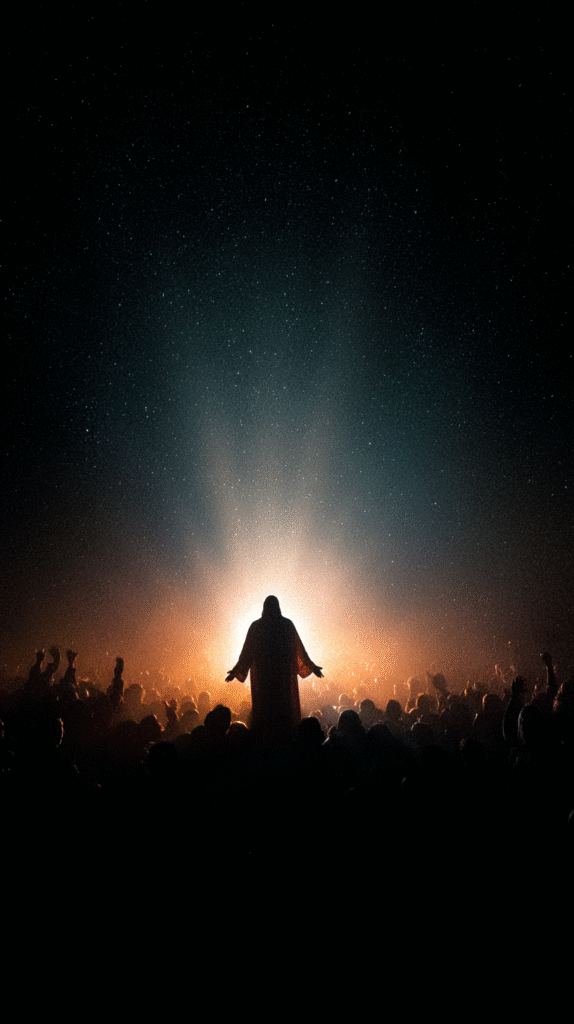 Golden halo around jesus head Jesus standing in a pitch black eb4d9156 da83 4d9b 8b41 0e06605a10c3 1