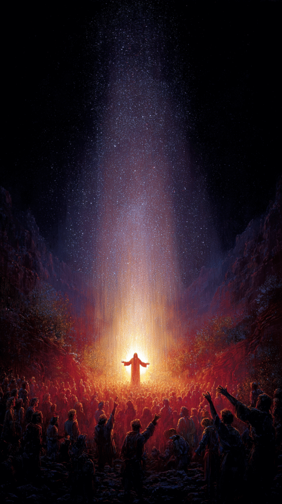 Golden halo around jesus head Jesus standing in a pitch black eb4d9156 da83 4d9b 8b41 0e06605a10c3 3