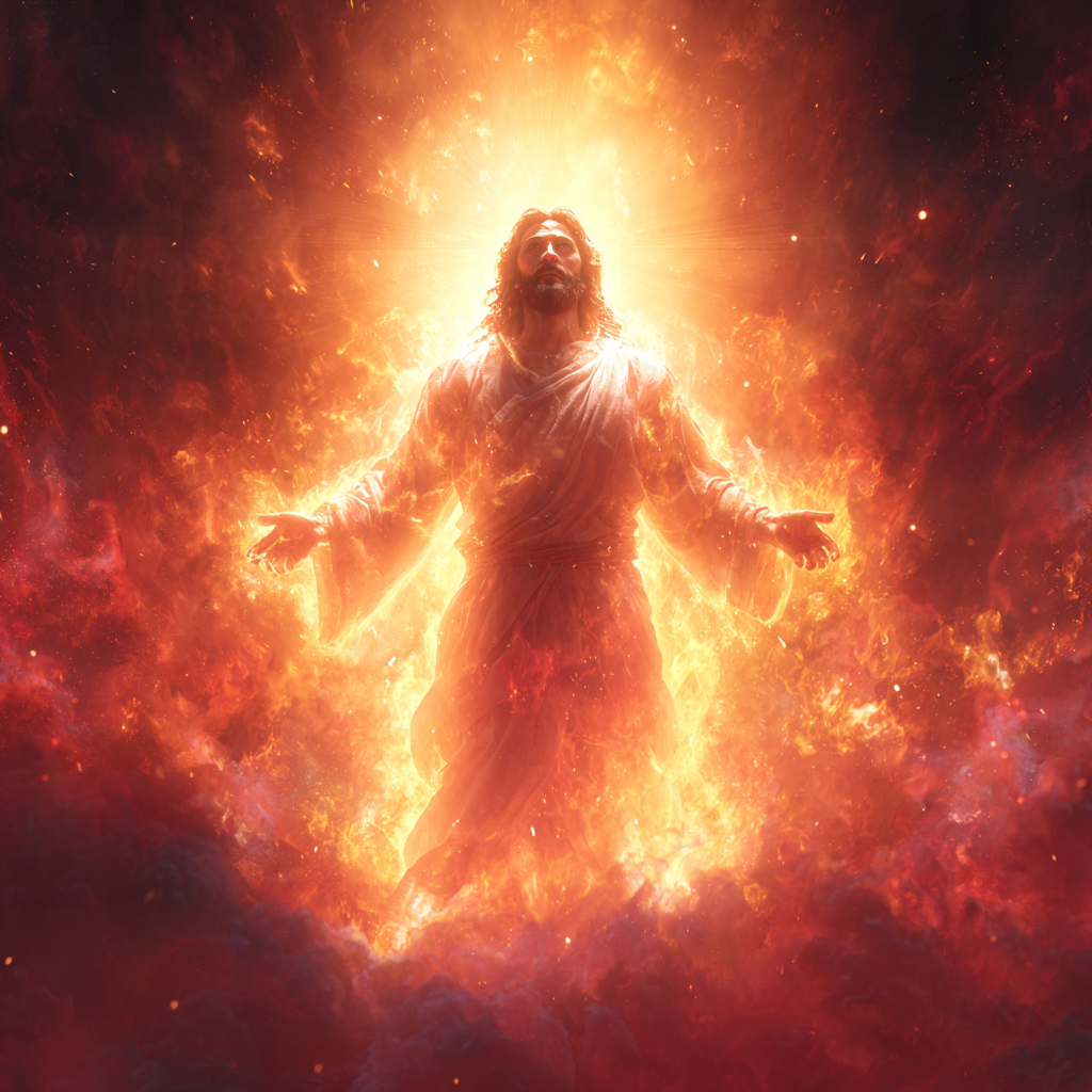 Jesus Christ appearing in divine glory surrounded by blazing 2bb013d8 17f9 47b9 a3fd 4290254e3453 2