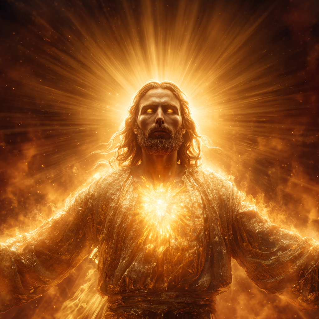 Jesus Christ appearing in divine glory surrounded by blazing 2bb013d8 17f9 47b9 a3fd 4290254e3453 3