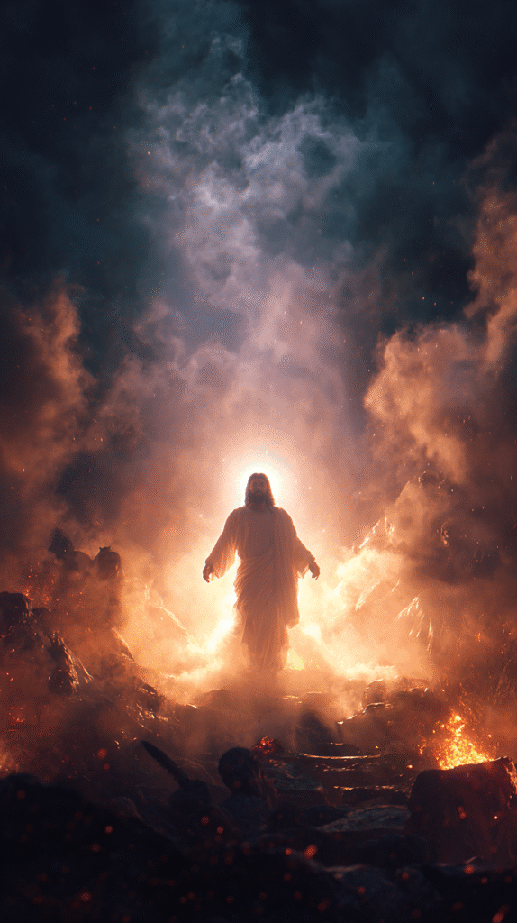 Jesus Christ descending in the middle of a destroyed battlefi 4c45cdda adde 42d8 97e7 a2b610e10f45 0