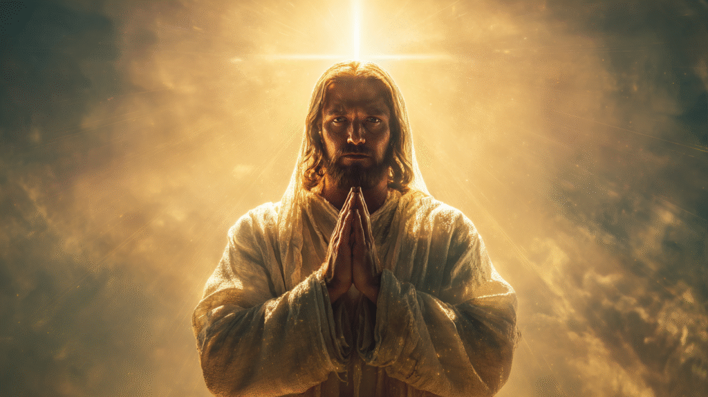 Jesus Christ from the waist up front view direct gaze to the ea4f16f5 a9ff 4b3d b08e 568e4ca49cb6 2