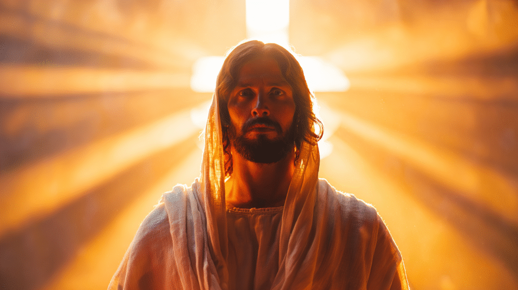 Jesus Christ from the waist up front view direct gaze to the ea4f16f5 a9ff 4b3d b08e 568e4ca49cb6 3