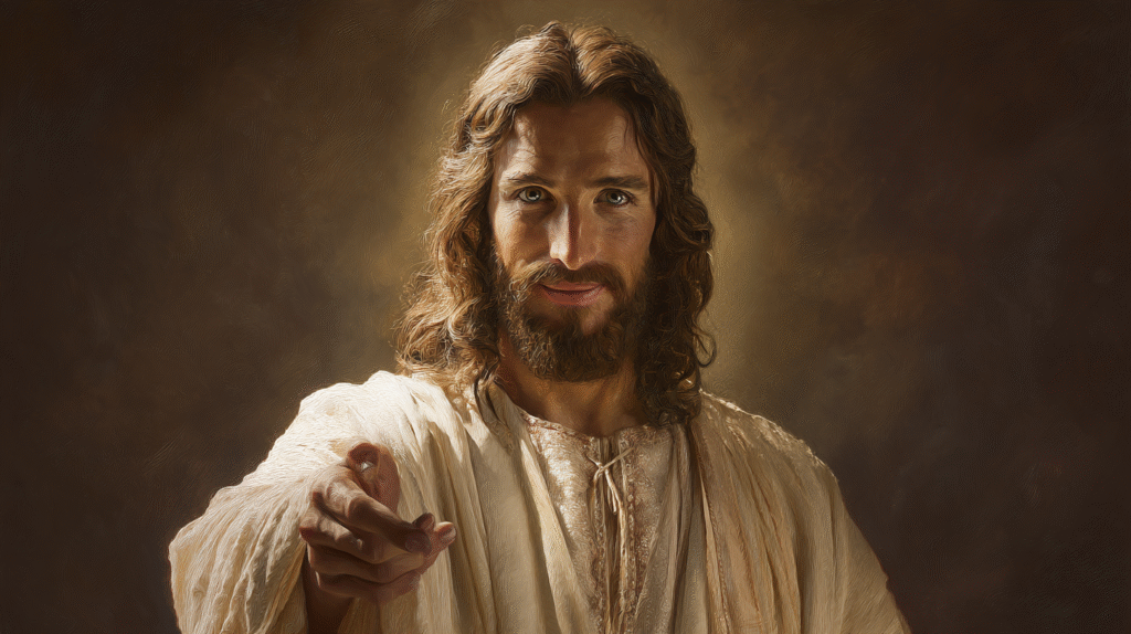 Jesus Christ looking directly at the viewer warm and gentle s 4be1dd9f 305c 44b5 8a5d ad84b5a79377 2