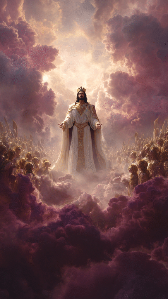 Jesus Christ middle eastern with black hair standing in heave 23789d07 878f 4084 b511 29bc029d83f6 0