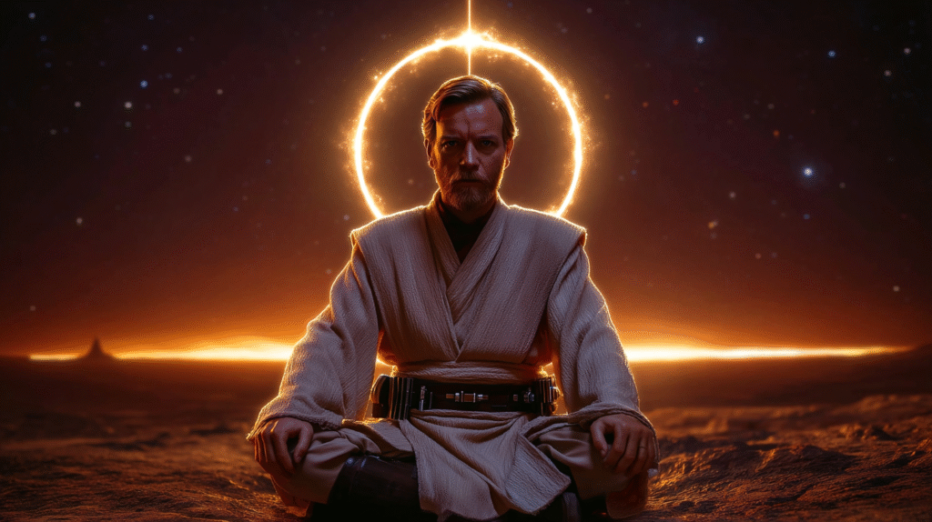 Jesus as a Jedi seated cross legged on desert stone lightsabe 20b94f21 1e68 4860 9d14 93ac361a31cd 3