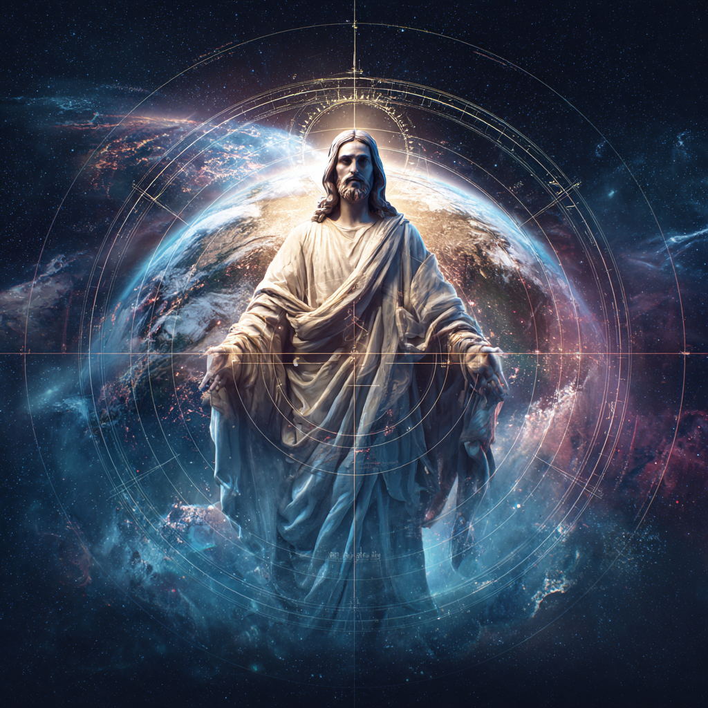 Jesus with hands wrapped around the earth. The earth has a co 4558472a 3063 4853 8a0c 9d60d349fcd2 3