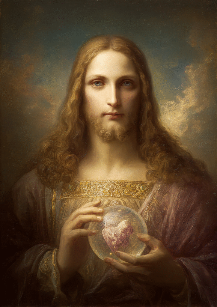 Leonardo da Vinci and Picasso style portrait painting of Jesu fb117036 e7a4 4dca 994f f8242198ee50 0