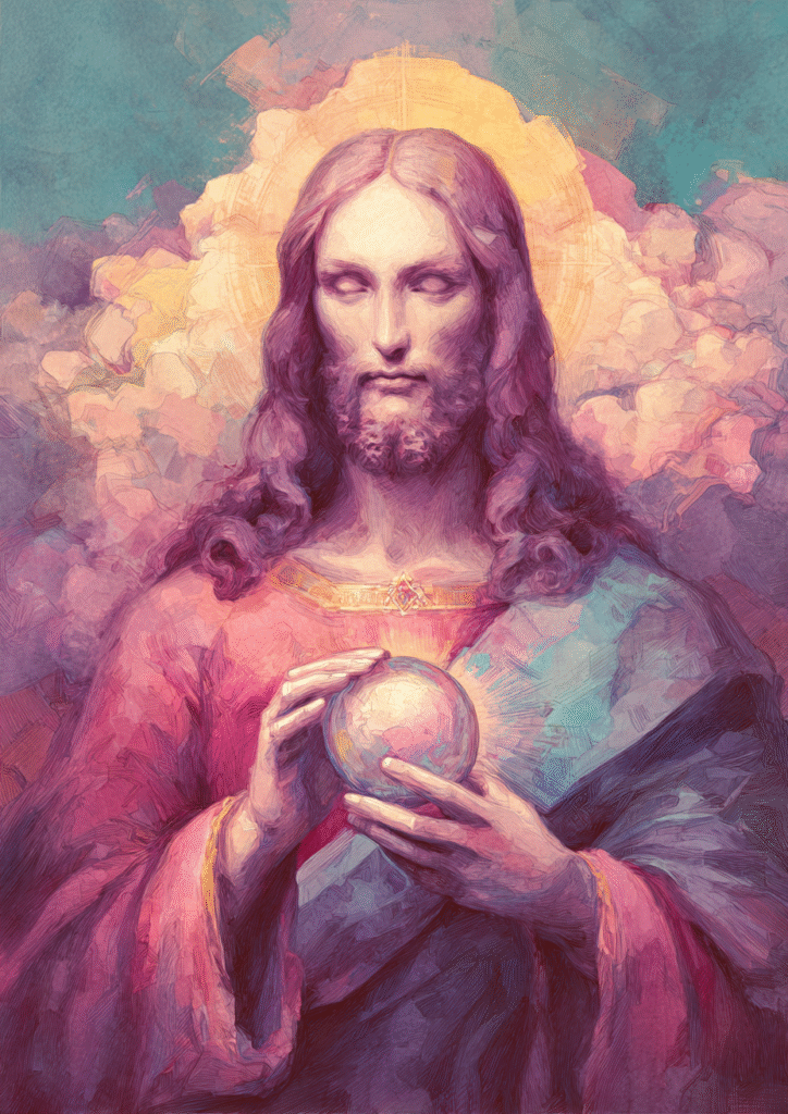 Leonardo da Vinci and Picasso style portrait painting of Jesu fb117036 e7a4 4dca 994f f8242198ee50 3