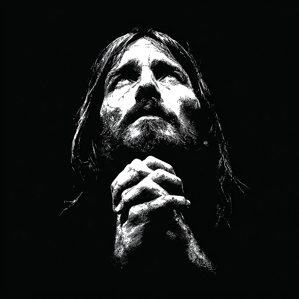 PRAYING JESUS screenprint vintage t shirt design high contras 7a9203e5 7d29 4082 8e93 17a3fe78065c 1