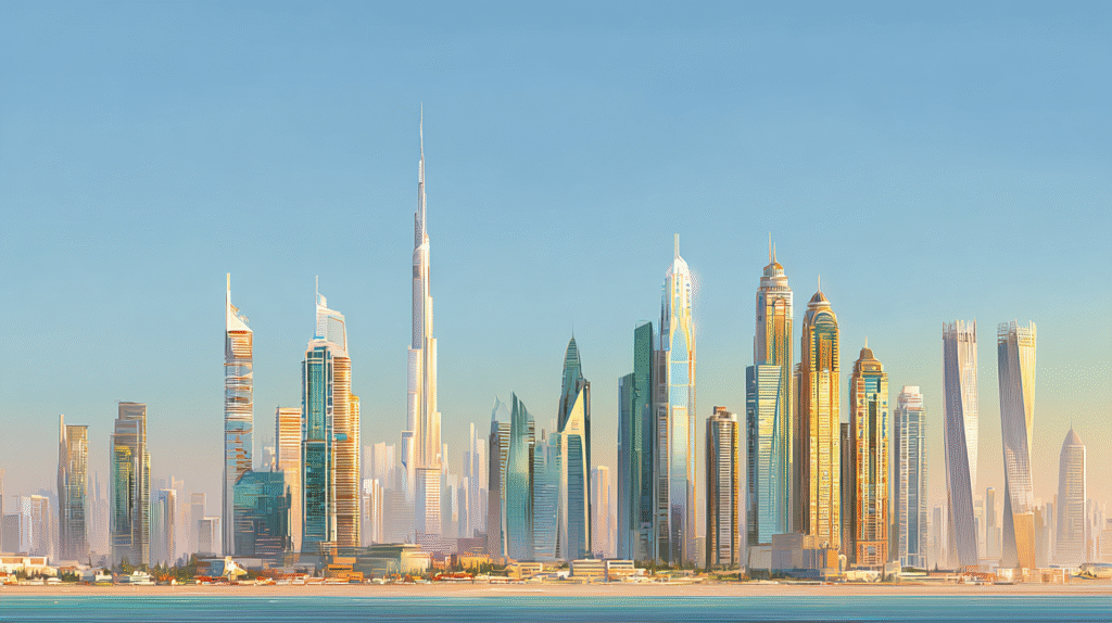 Semi realistic wide view of Dubai metropolis modern skyscrape 2f4a8a2a ba9c 4178 90d9 a5ba5fa06705 0