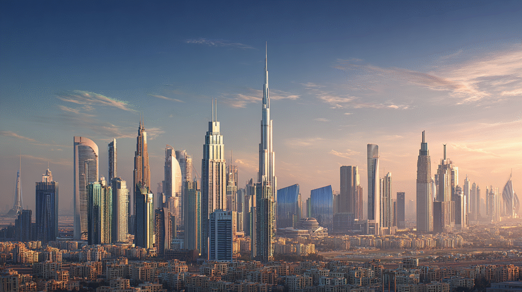 Semi realistic wide view of Dubai metropolis modern skyscrape 2f4a8a2a ba9c 4178 90d9 a5ba5fa06705 2
