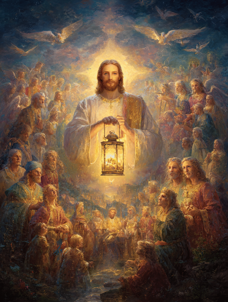 Symphony and choir. Jesus in the center holding a lantern. We ef1c3b65 6976 4dab b7a4 dd386892e394 0