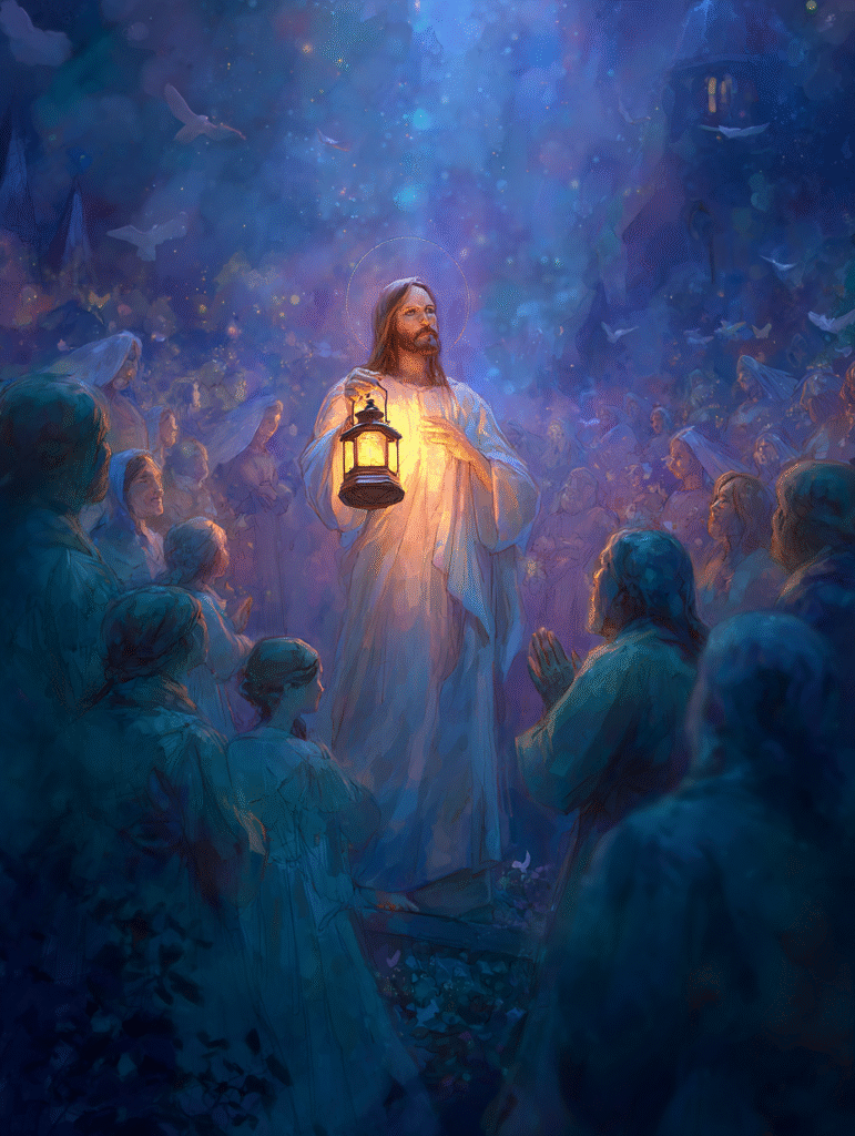 Symphony and choir. Jesus in the center holding a lantern. We ef1c3b65 6976 4dab b7a4 dd386892e394 2