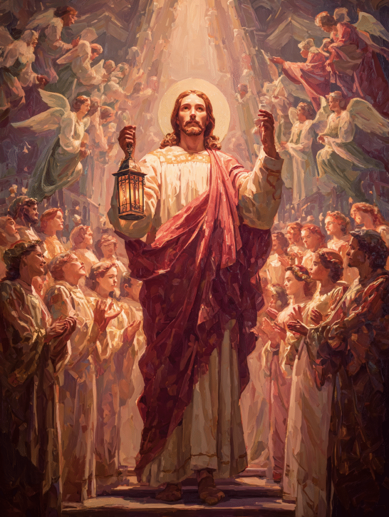 Symphony and choir. Jesus in the center holding a lantern. We ef1c3b65 6976 4dab b7a4 dd386892e394 3