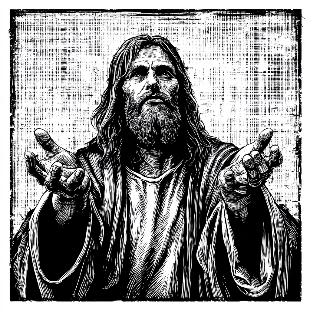 This is a black and white print style pattern with a religiou 33f8d9c1 6c6a 495e ba50 e6e2f5cef188 0