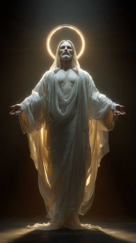 Ultra photorealistic full body of Jesus Christ standing with e7bcf472 614d 48cd b0e7 3ca6623a09a9 0