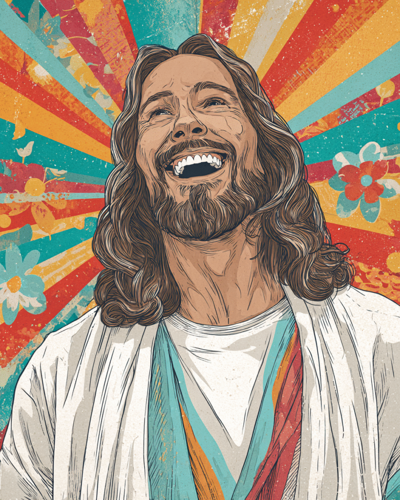 a highly detailed retro modern style illustration of Jesus wi c9551123 9f09 4bce 8fc7 9d1bdcb6a4c2 1